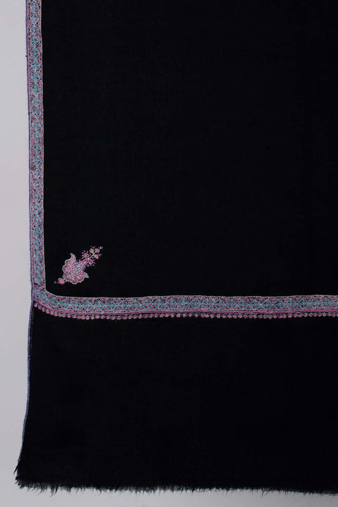 Black Embroidered Pashmina Scarf - TAMPA