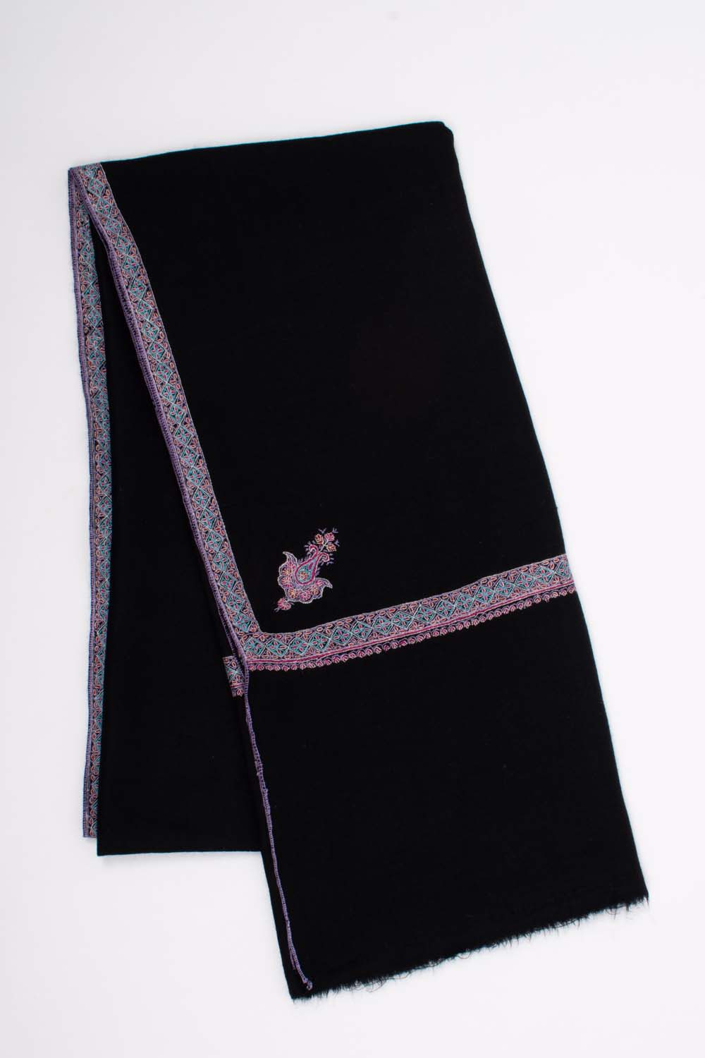 Black Sozni Embroidered Pashmina Scarf - TAMPA