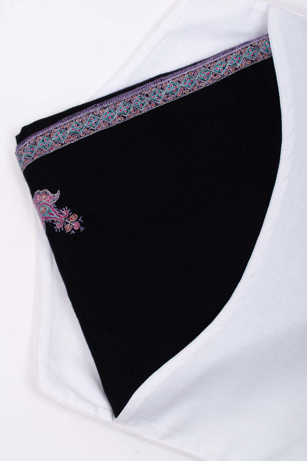 Black Sozni Embroidered Pashmina Scarf - TAMPA